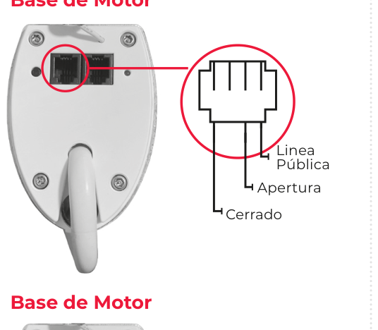 Base del motor · puerto RJ9 — Cortinero WiFi B Mighty